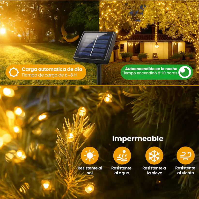 “Ilumina tu Navidad con Luces Solares sin cables ni consumo eléctrico”