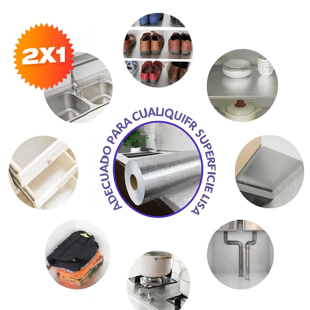 PROMO 2X1 PAPEL ALUMINIO ADHESIVO DE COCINA