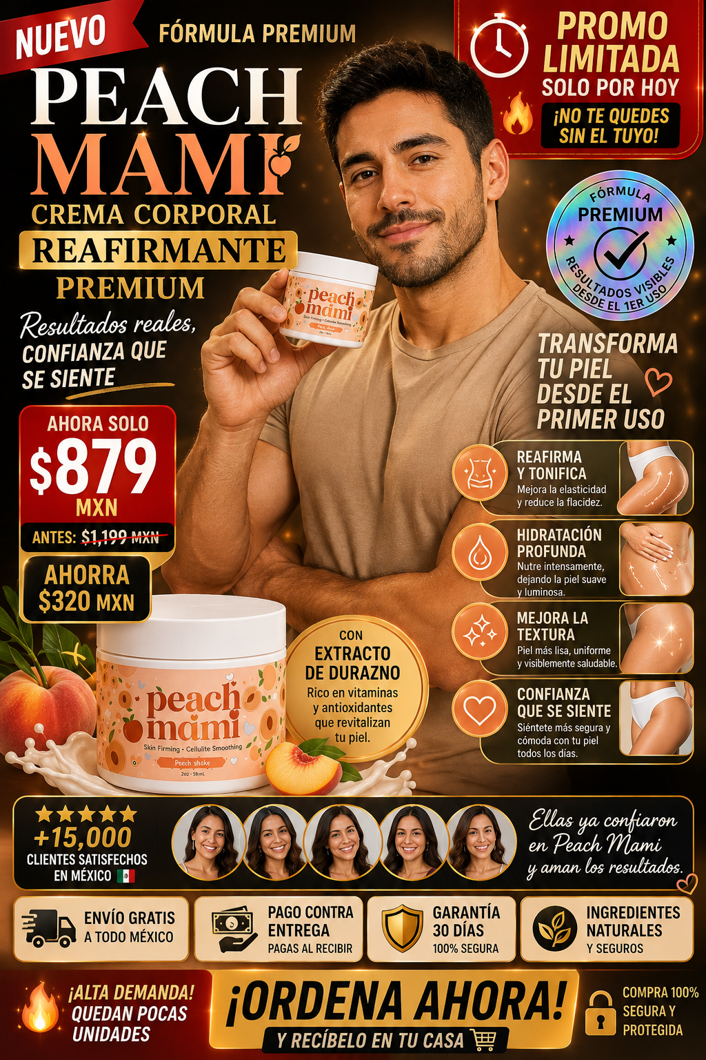 Crema Corporal Peach Mami Reafirmante Premium