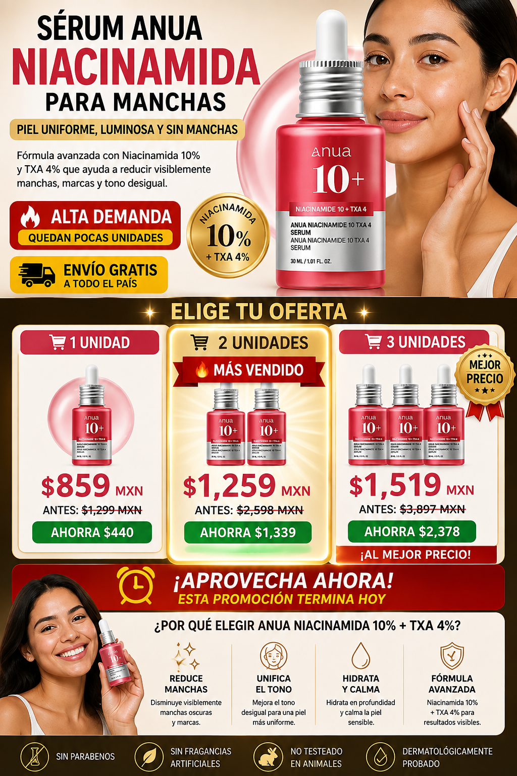Serum Anua Niacinamida Elimina Manchas Oscuras Rápido