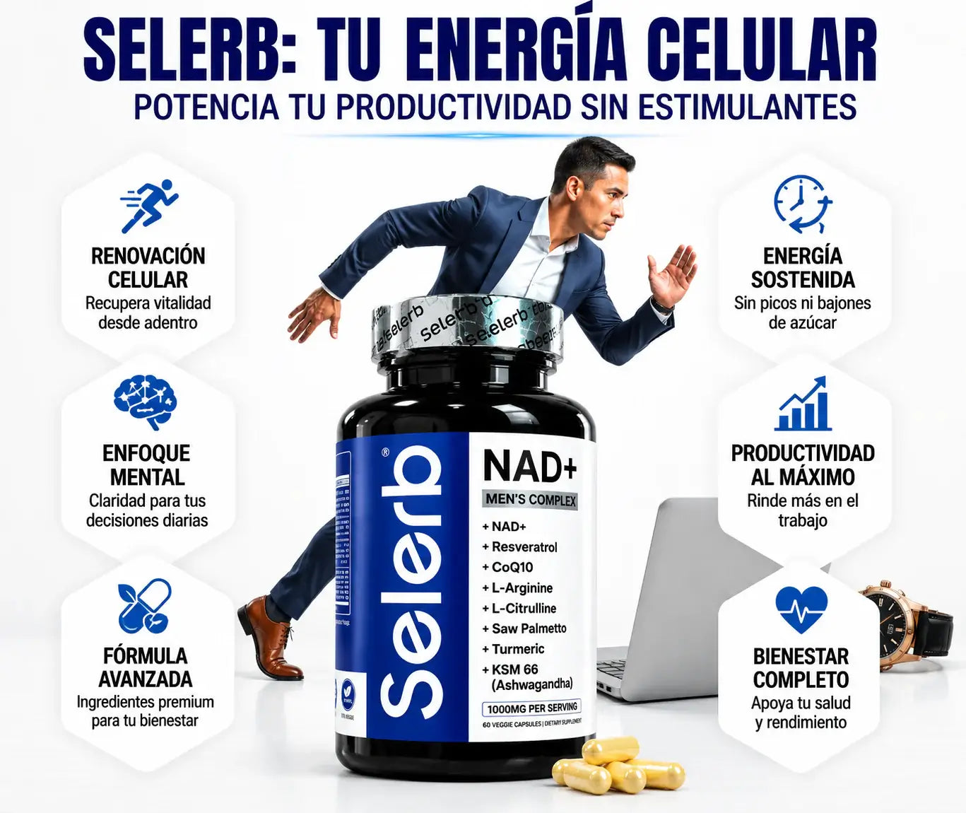 Suplemento Selerb Nad+ MenS Complex 60cp