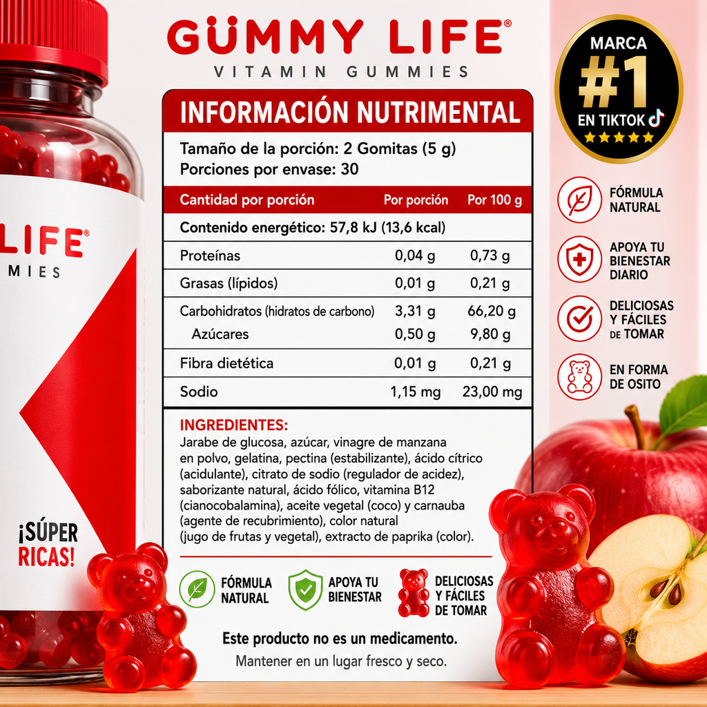 Gummy Life Gomitas De Vinagre De Manzana