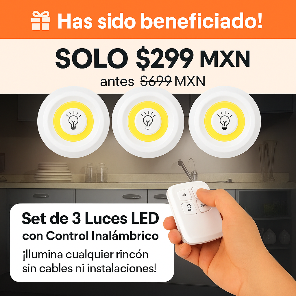 Set de 3 Luces LED Inalámbricas con Control Remoto ✨