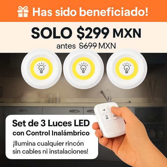 Set de 3 Luces LED Inalámbricas con Control Remoto ✨