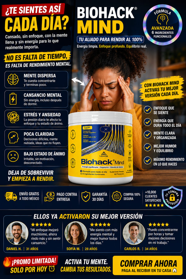 Suplemento Biohack Potencia Mental Máximo Rendimiento Hoy