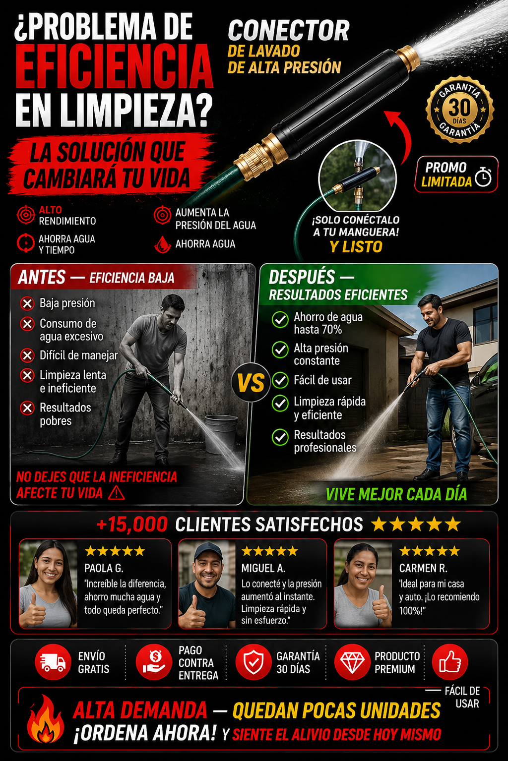 Conector Pistola Lavado Alta Presión Profesional