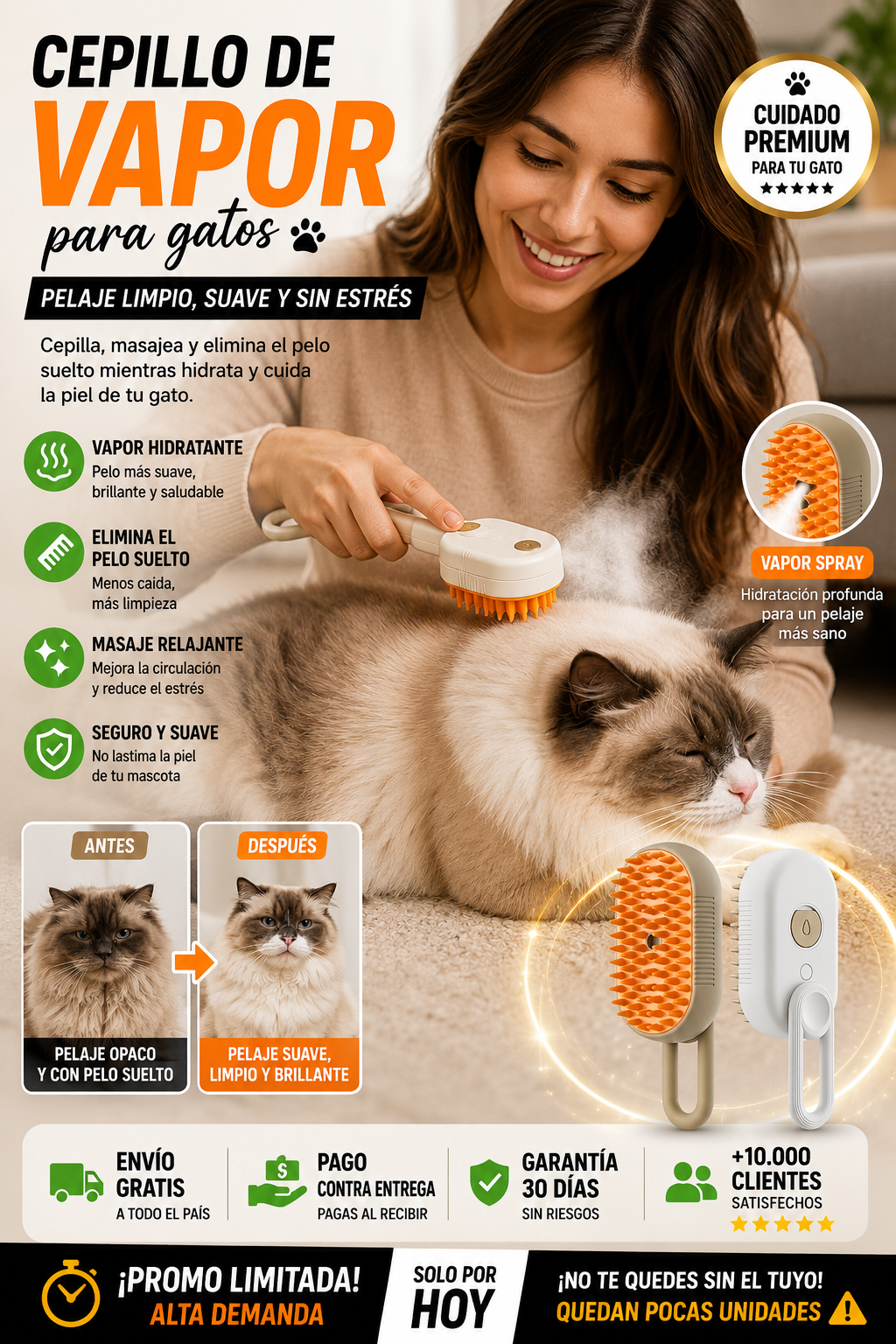 Cepillo Para Mascota De Vapor Spray Reca