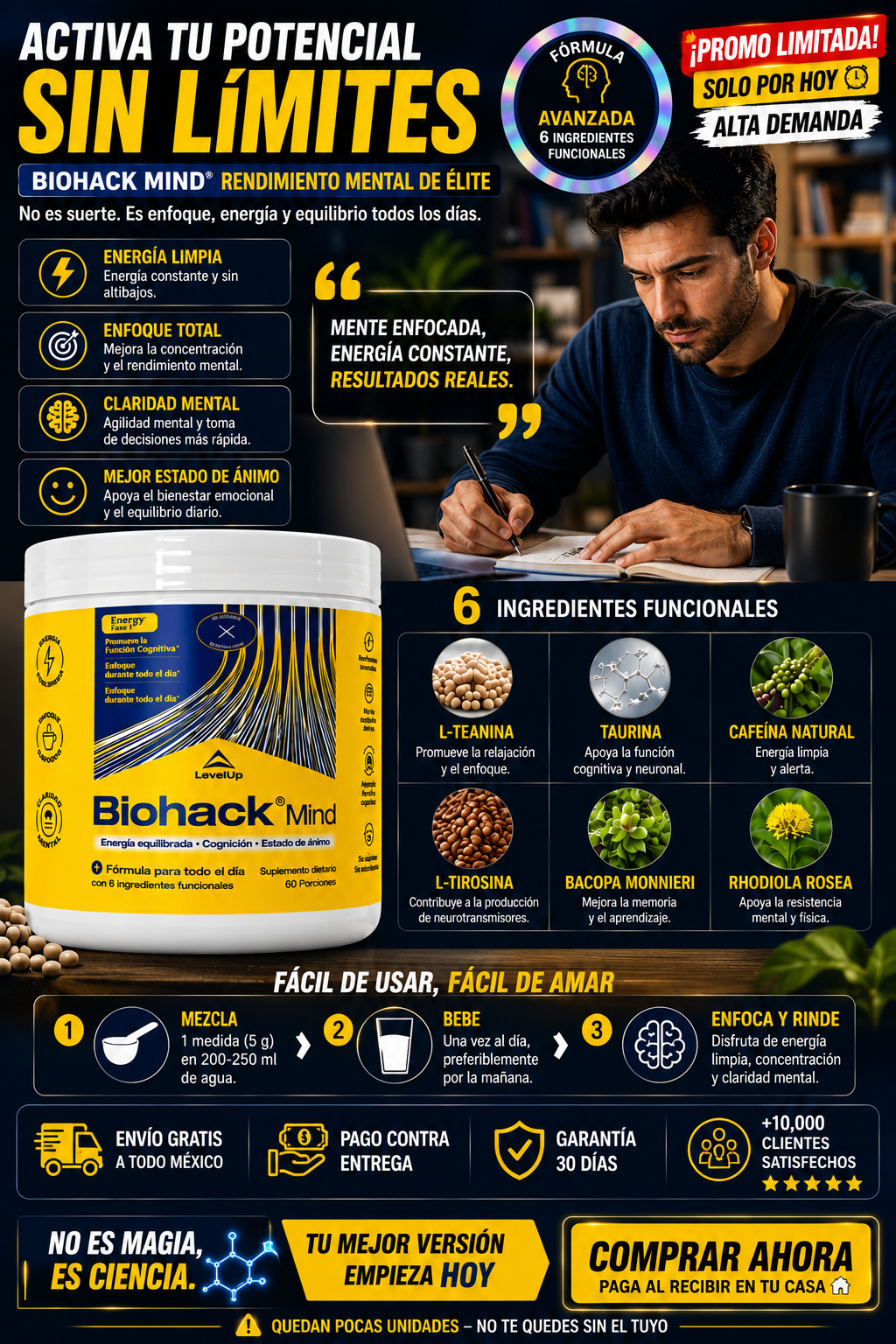Suplemento Biohack Potencia Mental Máximo Rendimiento Hoy