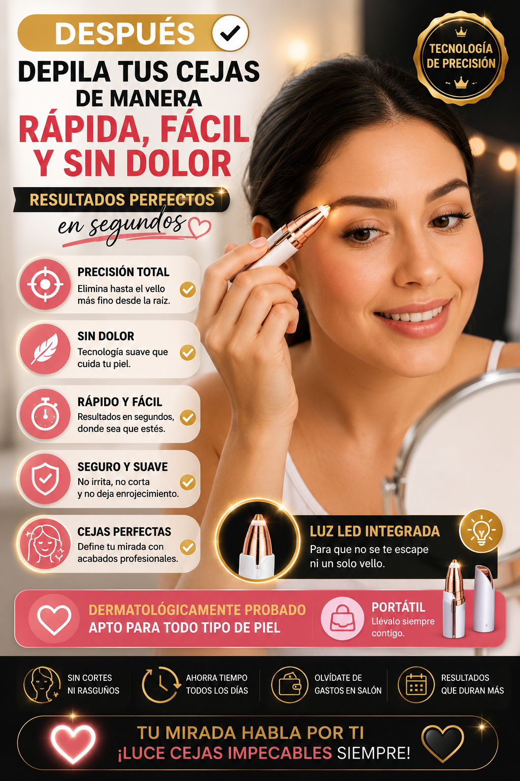 Depiladora Facial Eléctrica Flawless - Resultados Profesionales