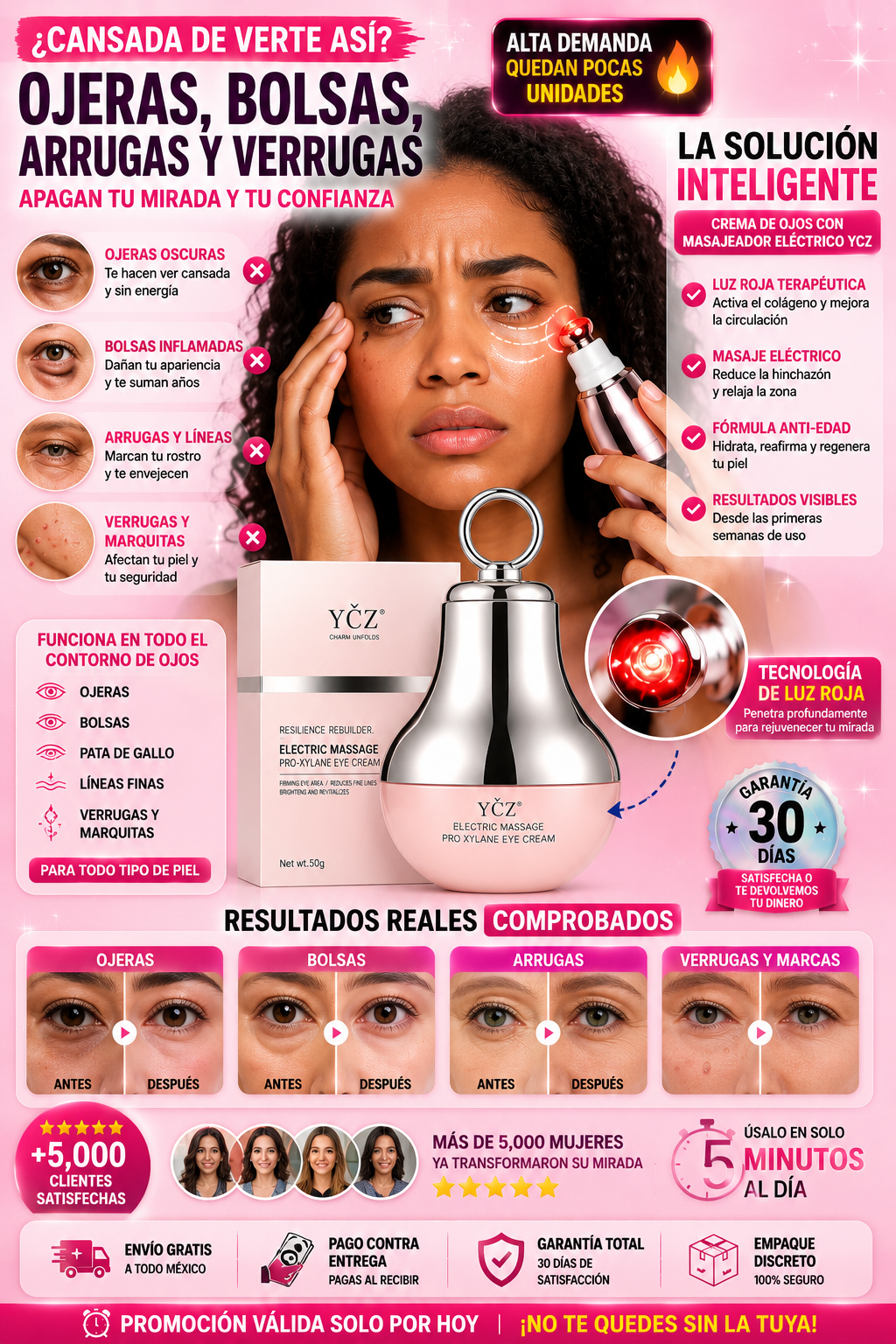 Crema Ojos Masaje Eléctrico Anti-Arrugas Premium