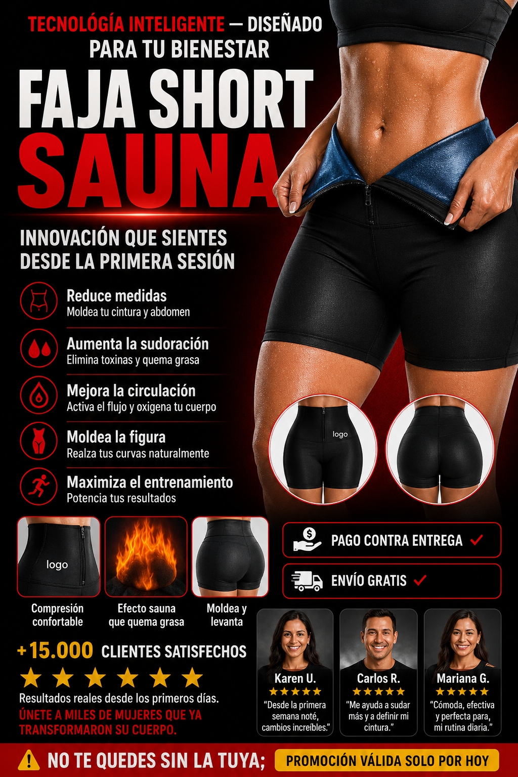 Faja Short Sauna Reductora Efecto Inmediato