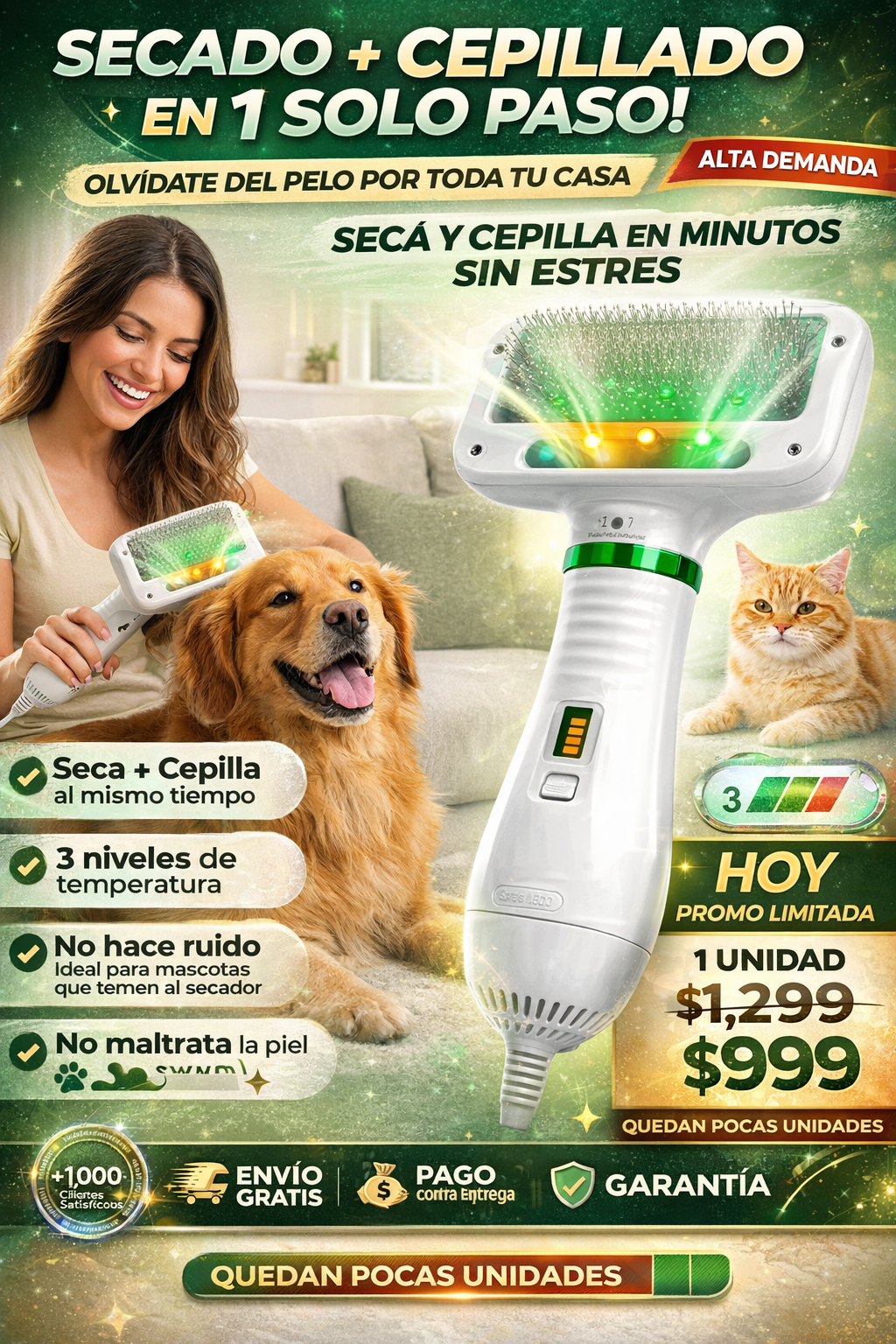 CEPILLO SECADOR PARA MASCOTAS