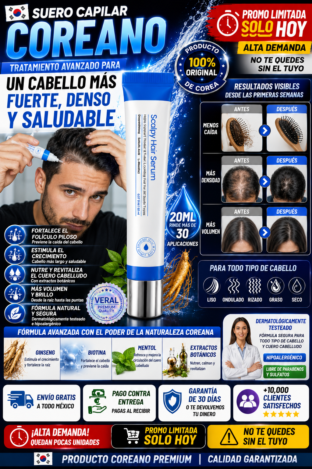 Suero Capilar Coreano Profesional Anti Caída Brillante