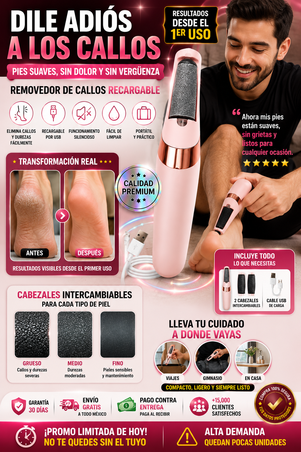 Removedor de Callos Eléctrico Recargable Profesional