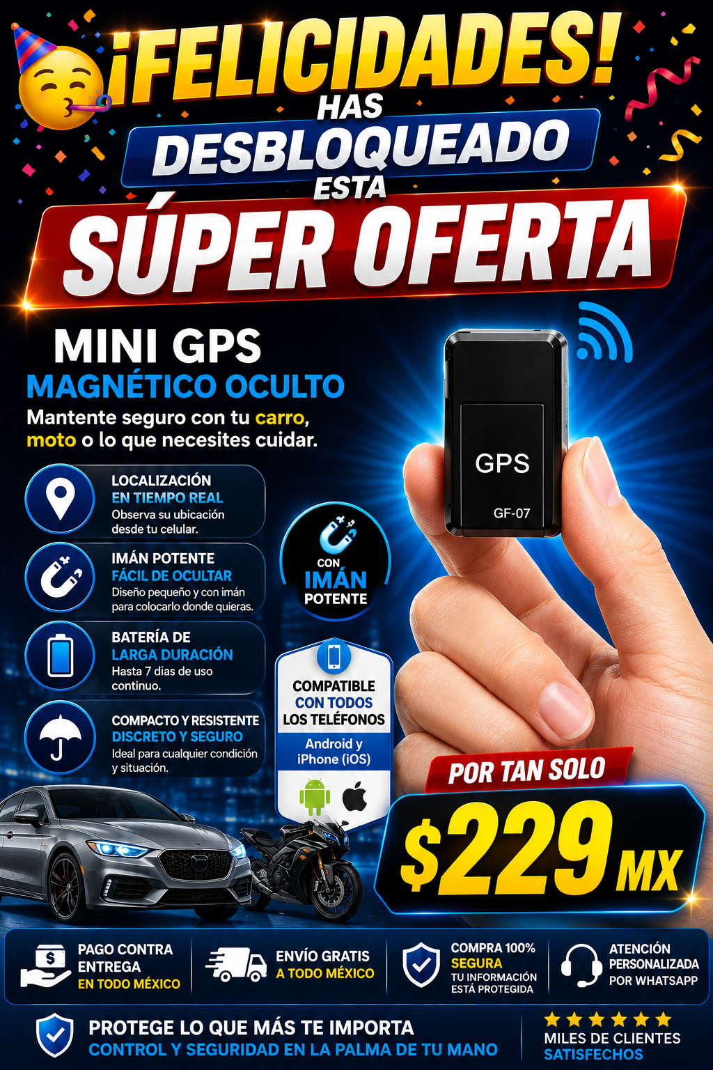 Mini GPS Magnético Oculto