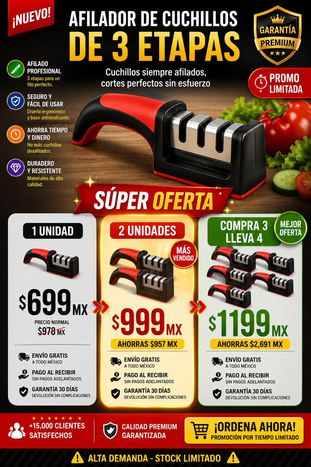 Afilador Cuchillos 3 Etapas Profesional Garantizado