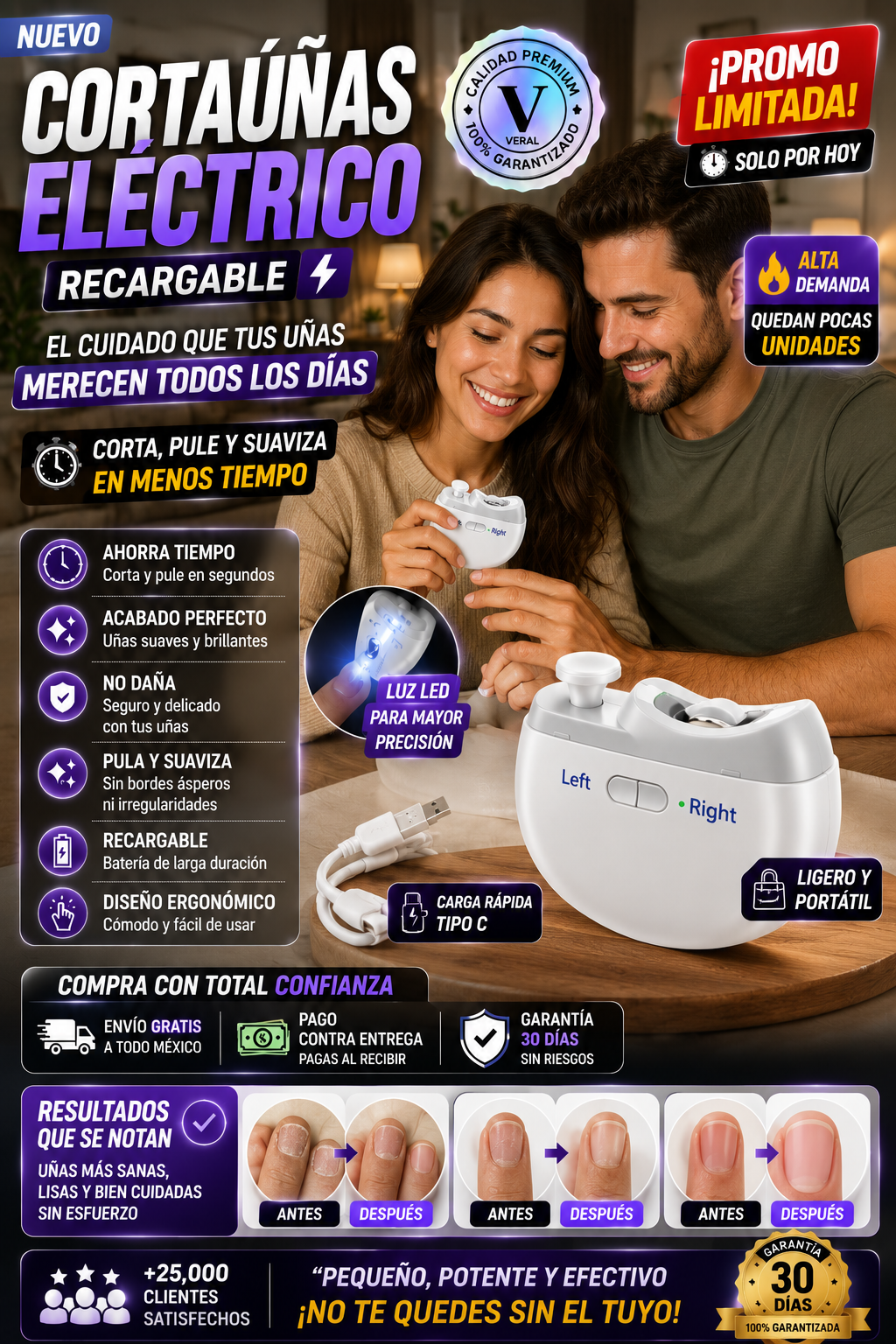 Cortauñas Eléctrico Recargable Profesional Premium