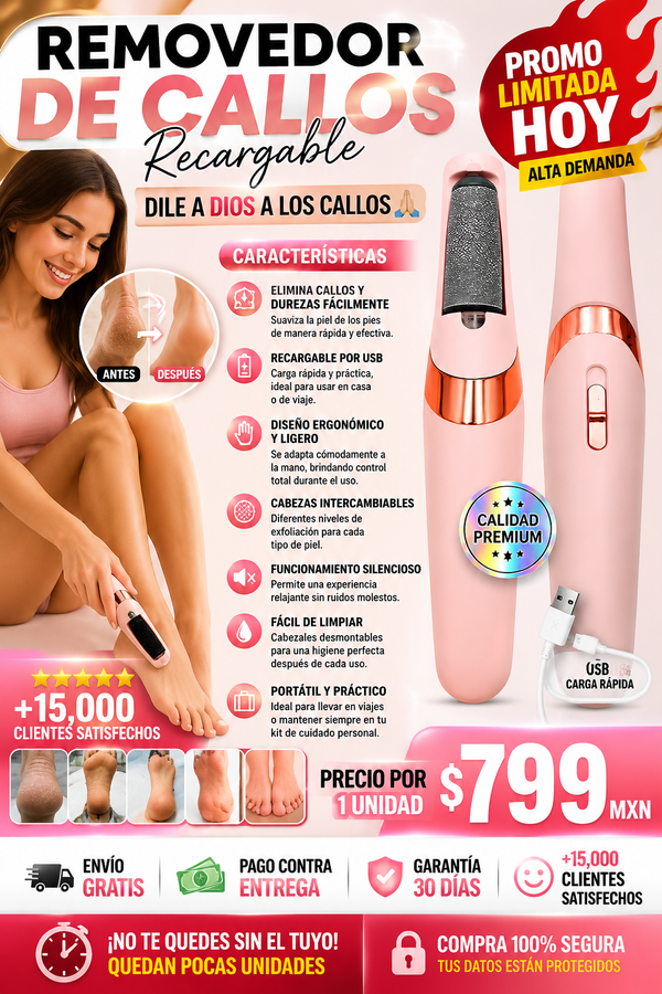 Removedor de Callos Eléctrico Recargable Profesional