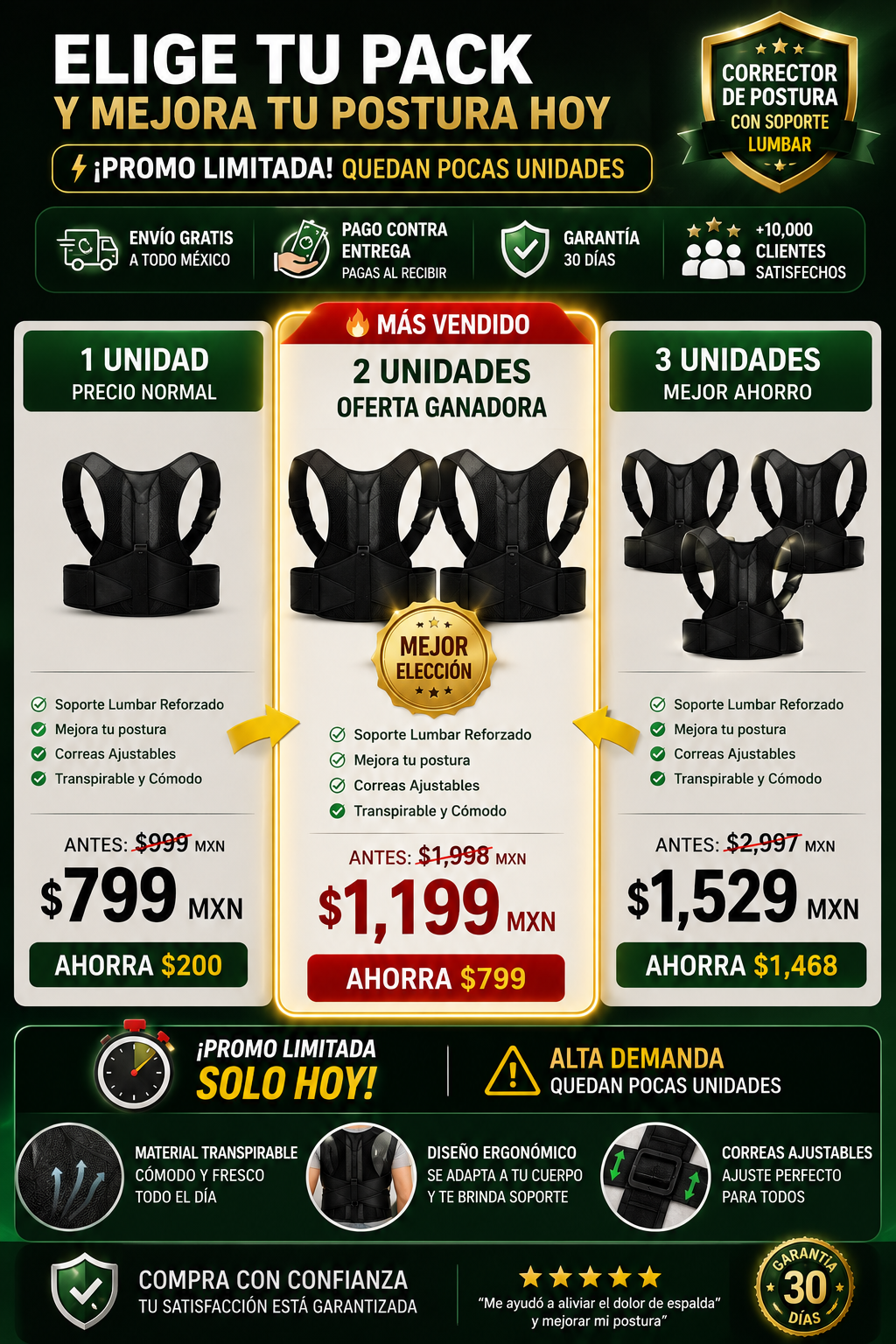 Corrector Postura Soporte Lumbar Premium Ajustable