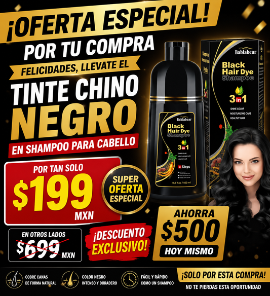 TINTE CHINO NEGRO EN SHAMPOO PARACABELLO