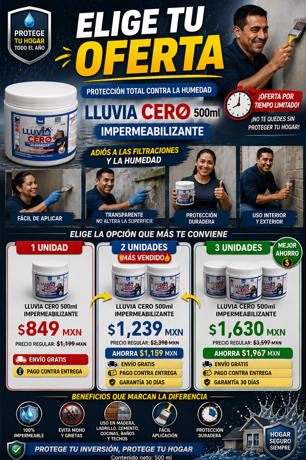 Lluvia Cero 500ml Impermeabilizante Protección Total