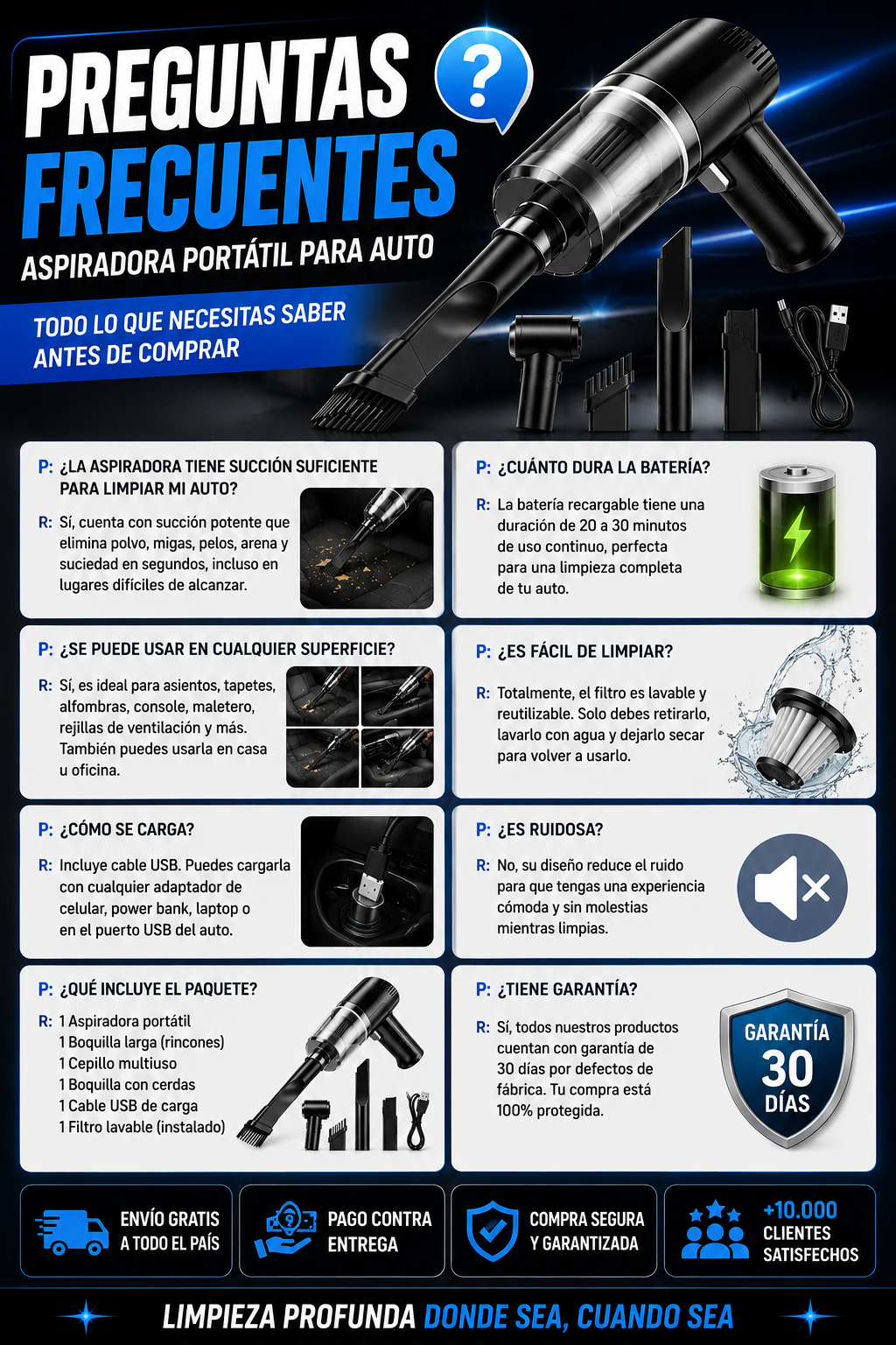 Aspiradora Portátil de Mano Para Auto