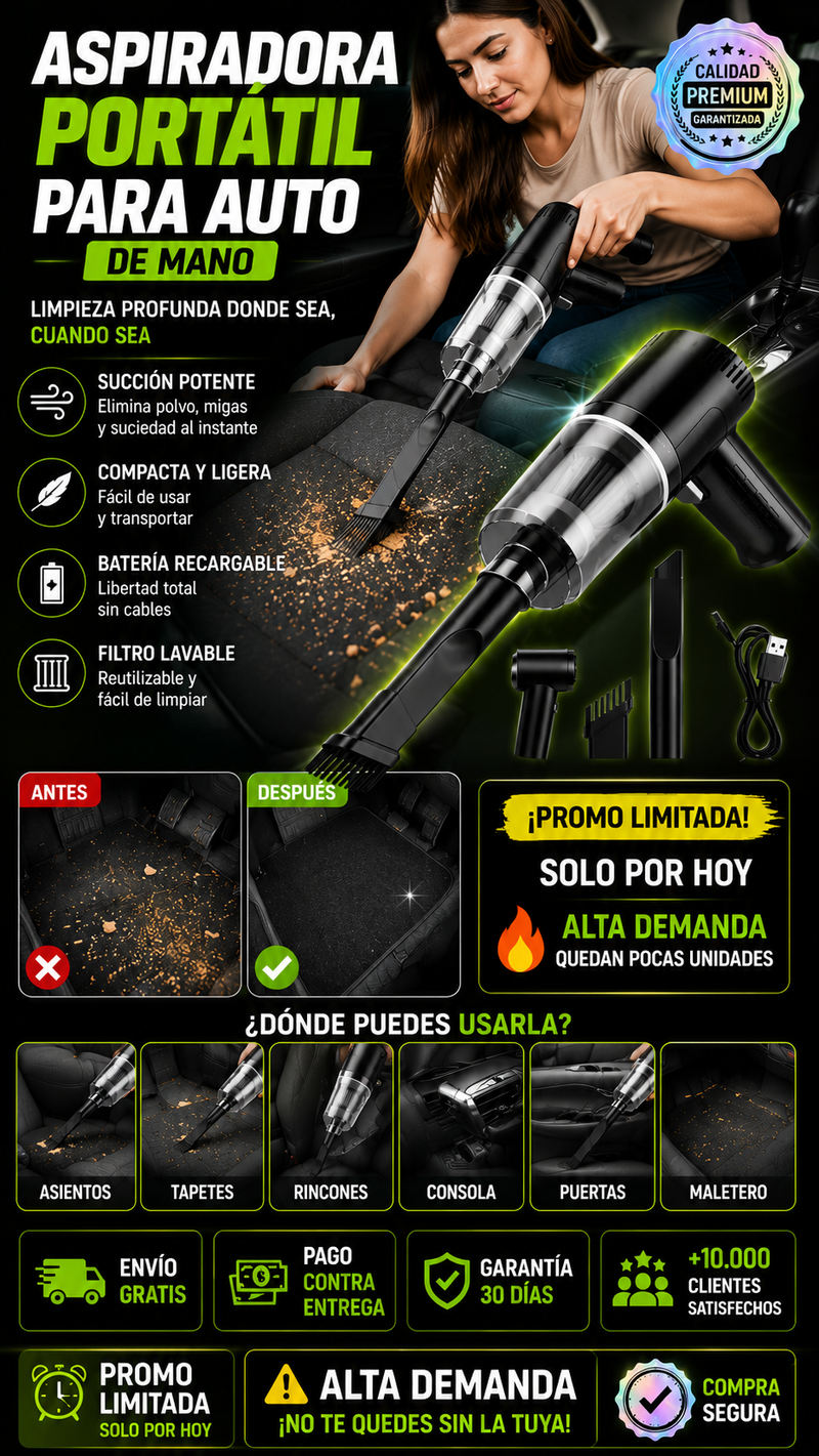 Aspiradora Portátil de Mano Para Auto