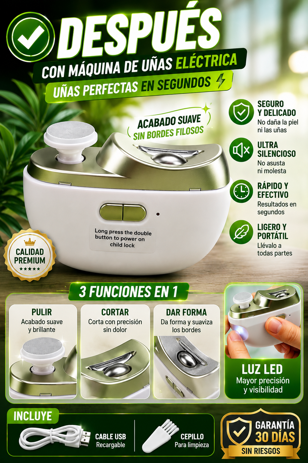 Cortauñas Eléctrico Recargable Profesional Premium