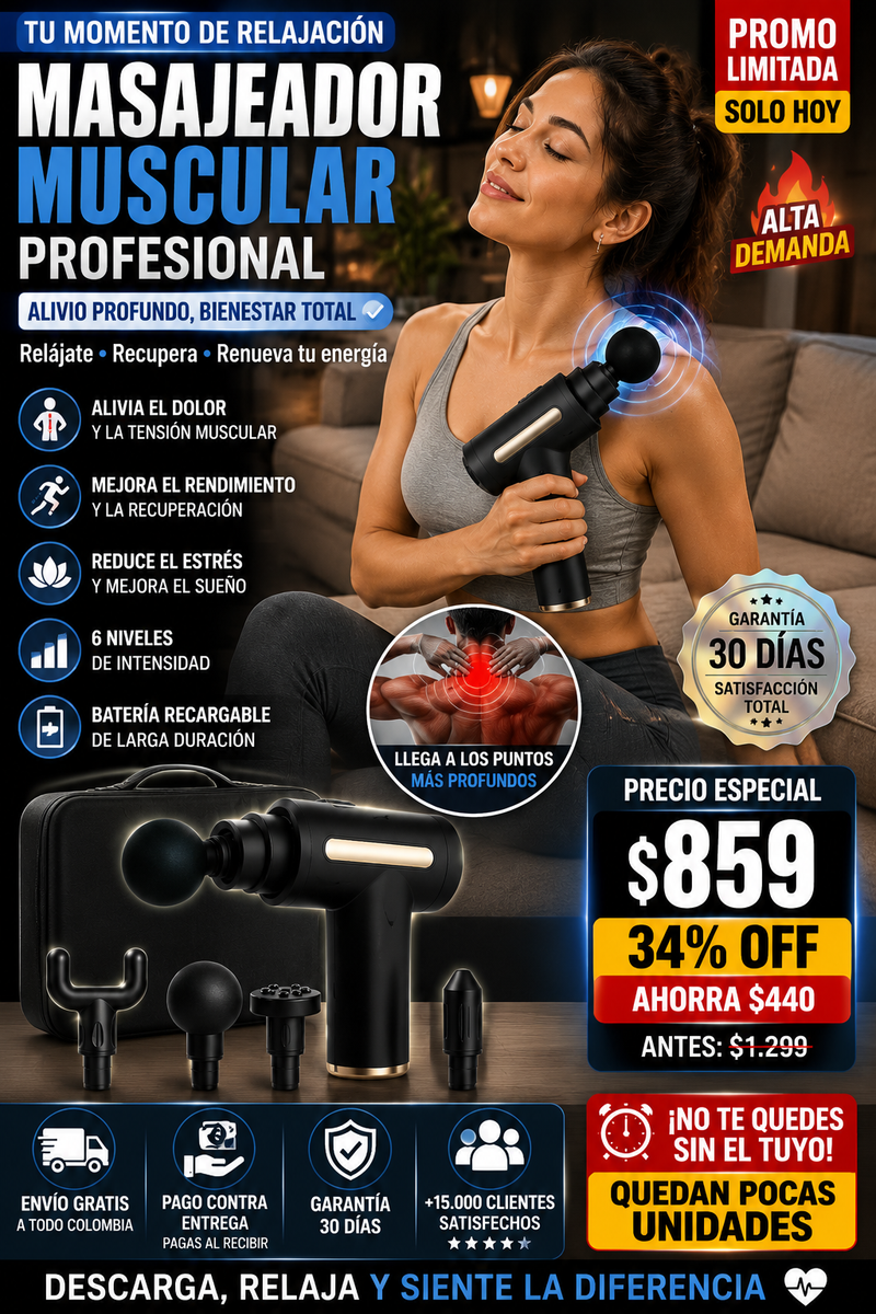 Pistola Masajeadora Muscular Portátil - Alivio Inmediato