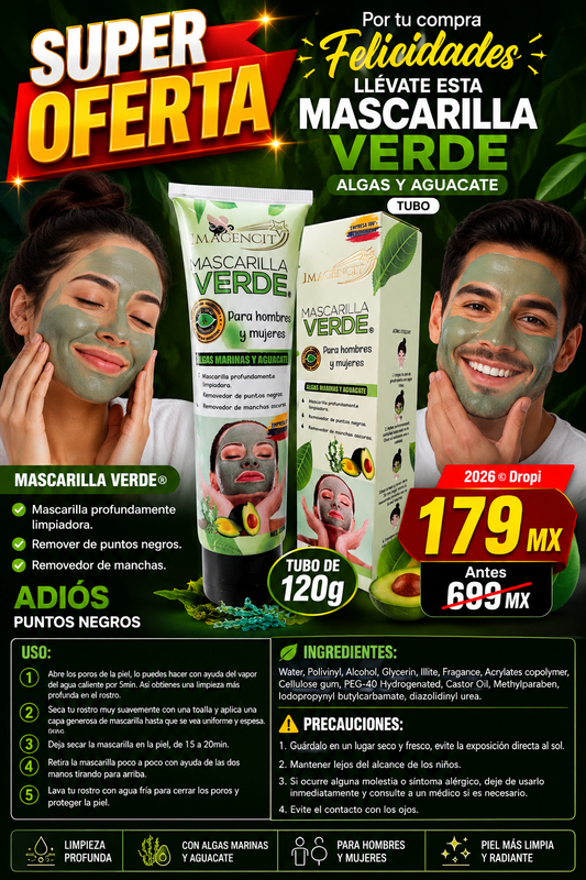 MASCARILLA VERDE ALGAS Y AGUACATE TUBO