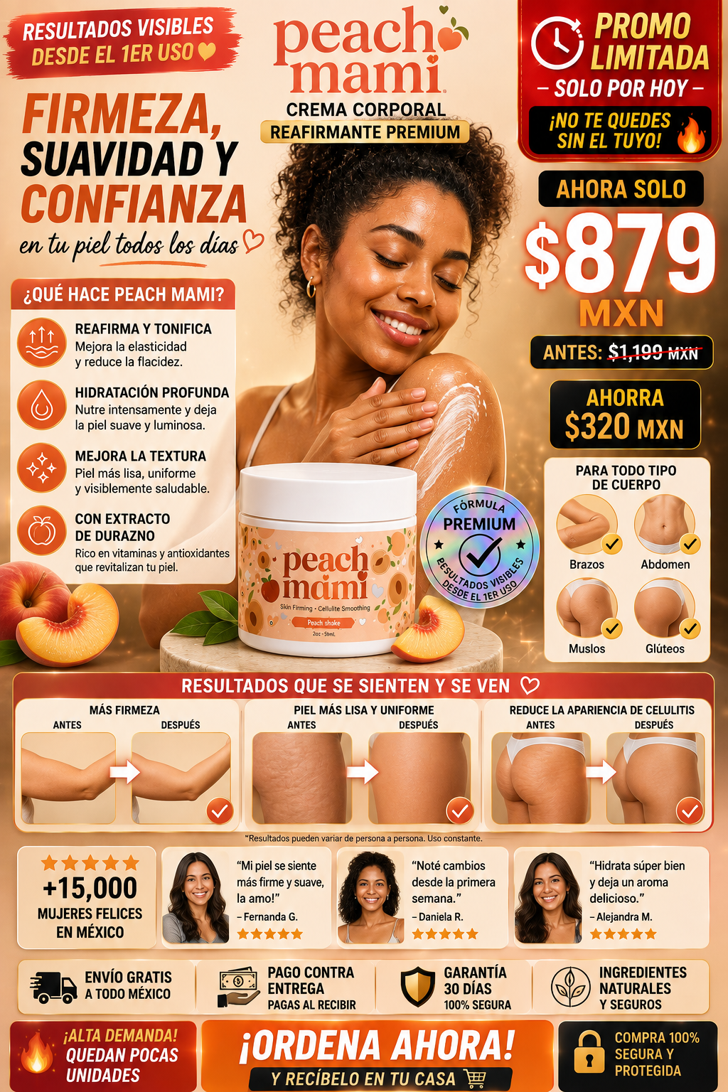 Crema Corporal Peach Mami Reafirmante Premium