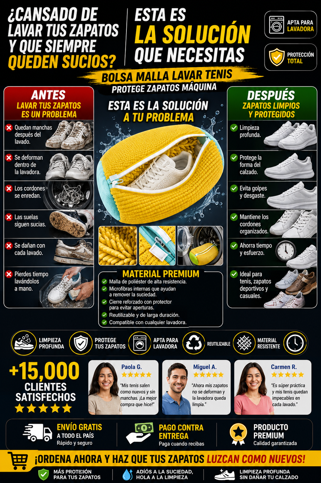 Bolsa Malla Lavar Tenis Protege Zapatos Máquina