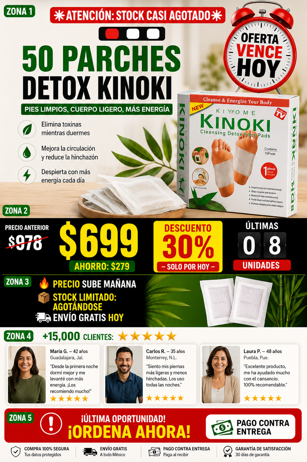 Parches Detox Kinoki 50 Unidades Original Garantizado