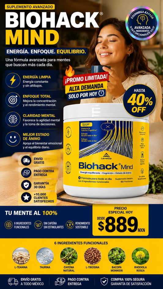 Suplemento Biohack Potencia Mental Máximo Rendimiento Hoy