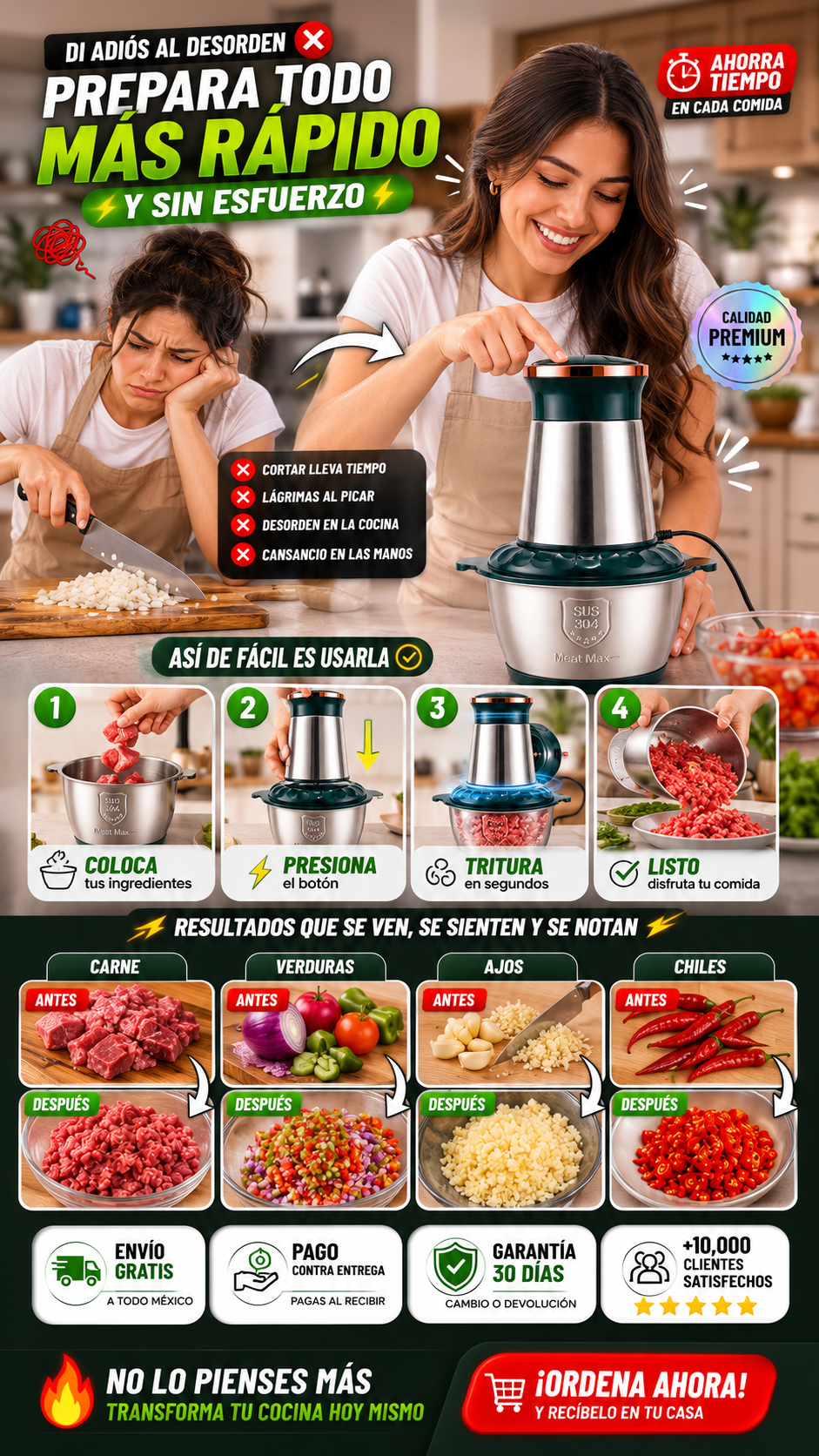 Picadora Eléctrica de Alimentos Potente Rápida