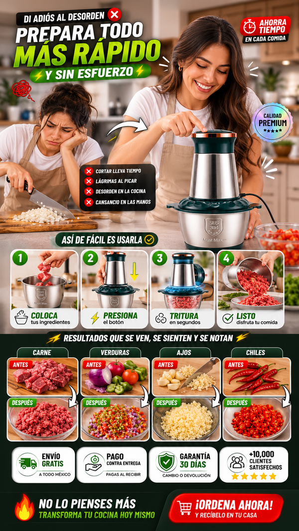 Picadora Eléctrica de Alimentos Potente Rápida