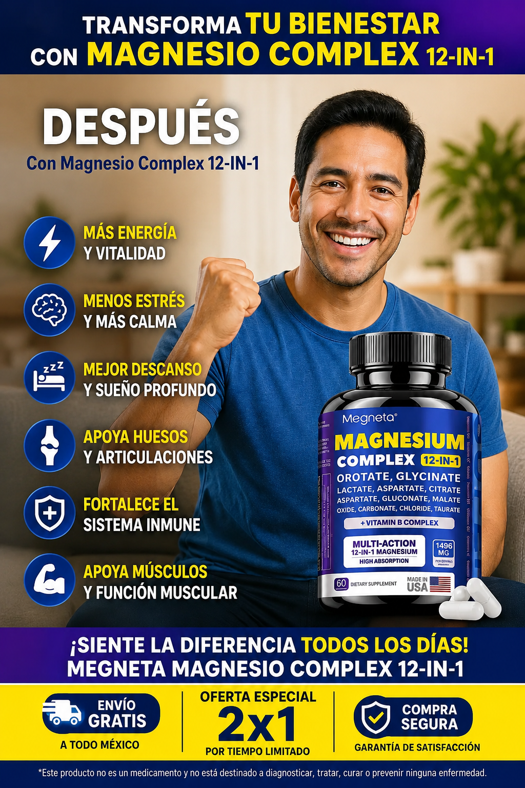 Magnesio Complex 60 Cápsulas - Energía y Relajación Garantizada