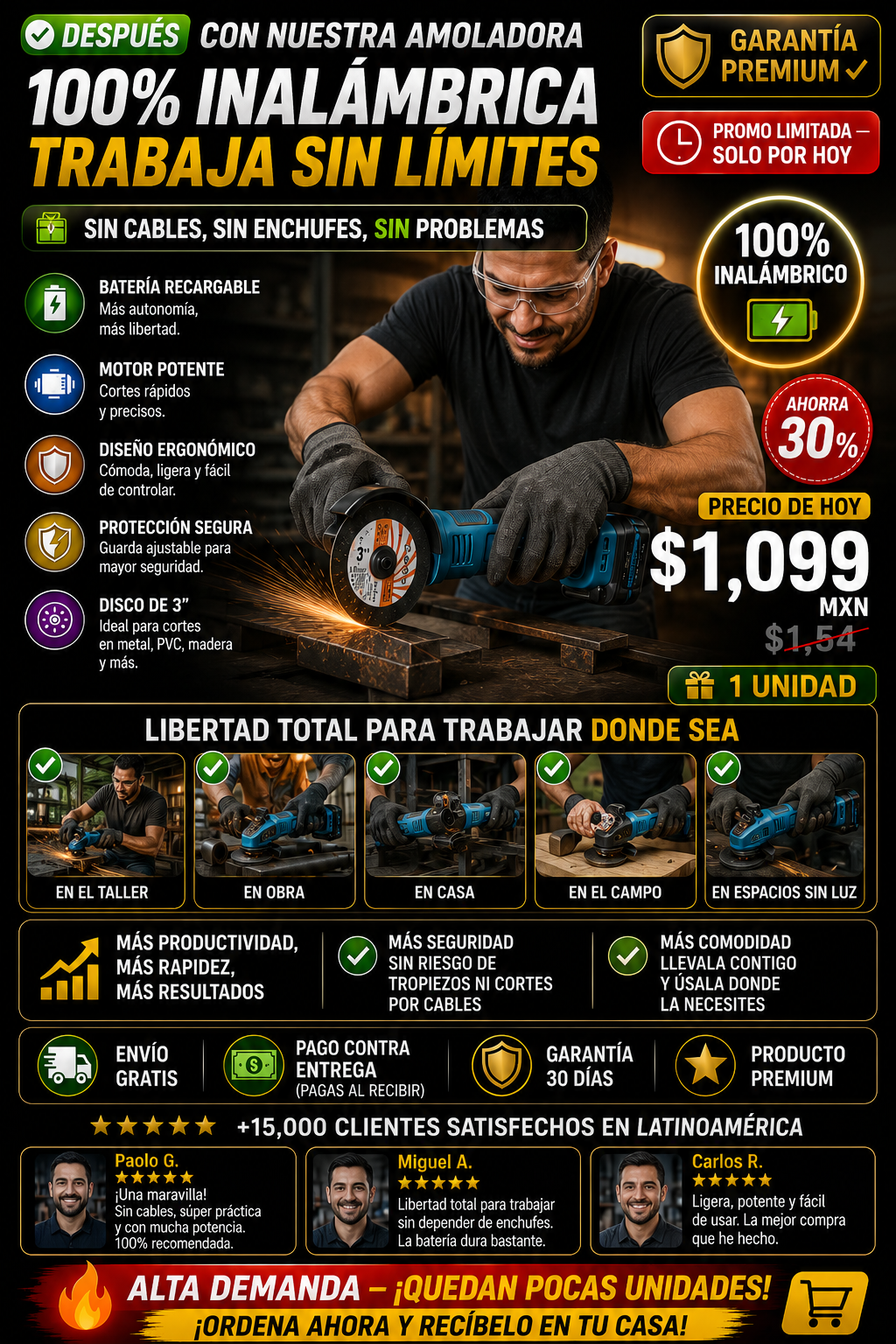 Amoladora Angular Recargable 3