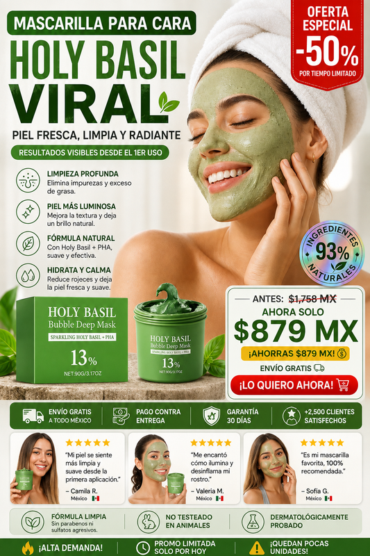 Mascarilla Facial Holy Basil Viral - Efecto Inmediato