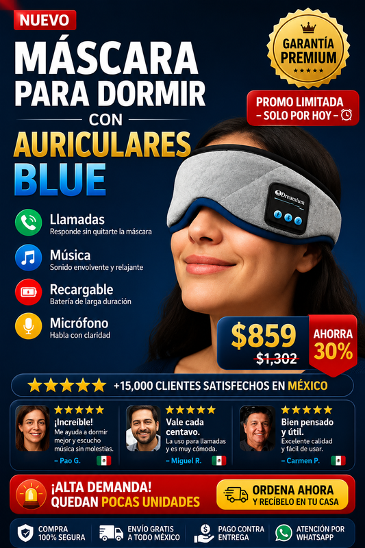 Máscara Dormir Auriculares Bluetooth Música Sueño Profundo