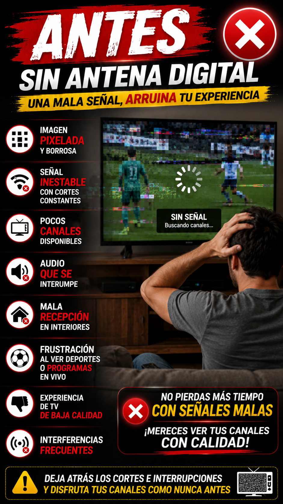 Antena Digital HD Para TV Plus Señal Fuerte