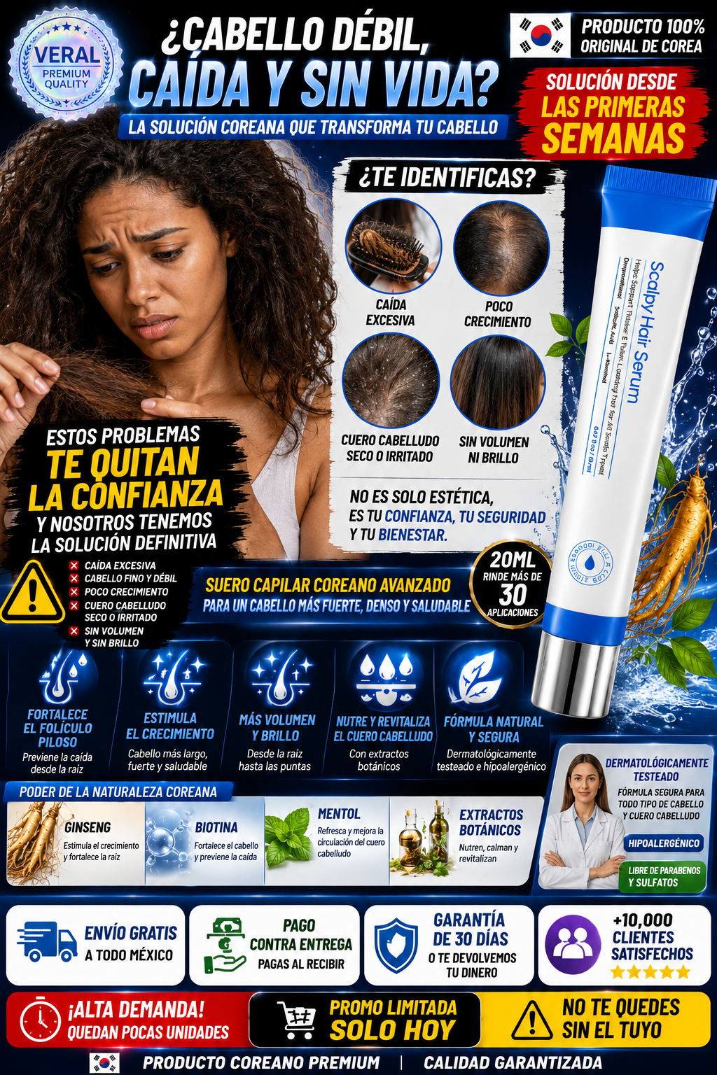 Suero Capilar Coreano Profesional Anti Caída Brillante