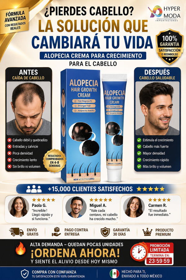 Crema Alopecia Crecimiento Cabello Garantizado Entrega Ya
