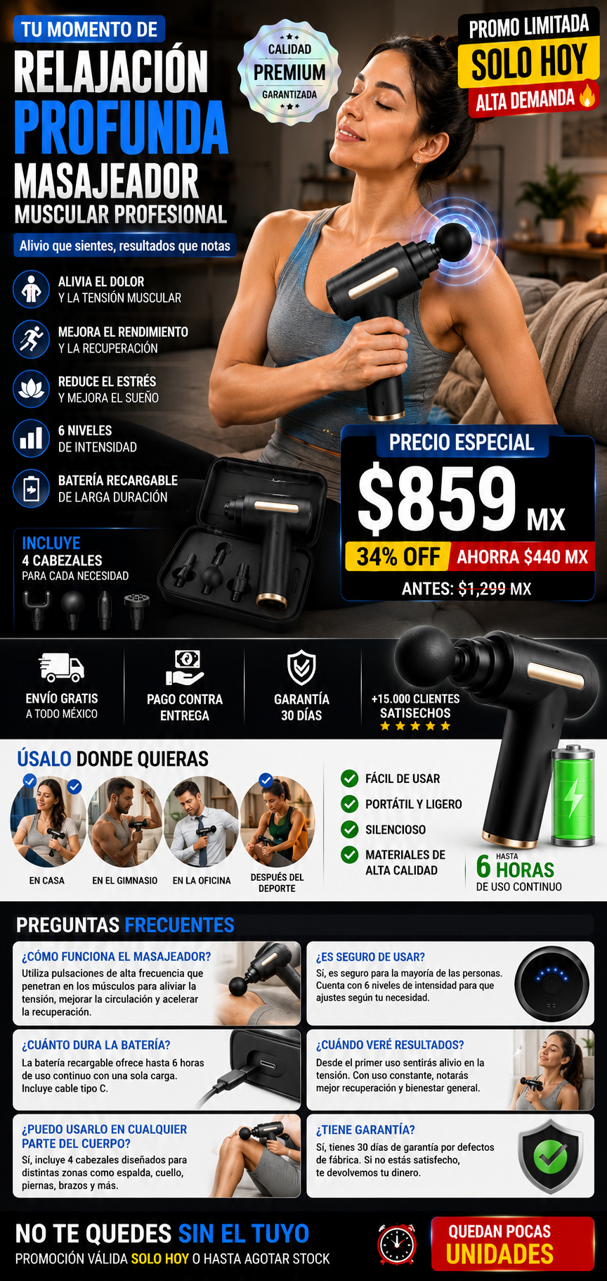 Pistola Masajeadora Muscular Portátil - Alivio Inmediato