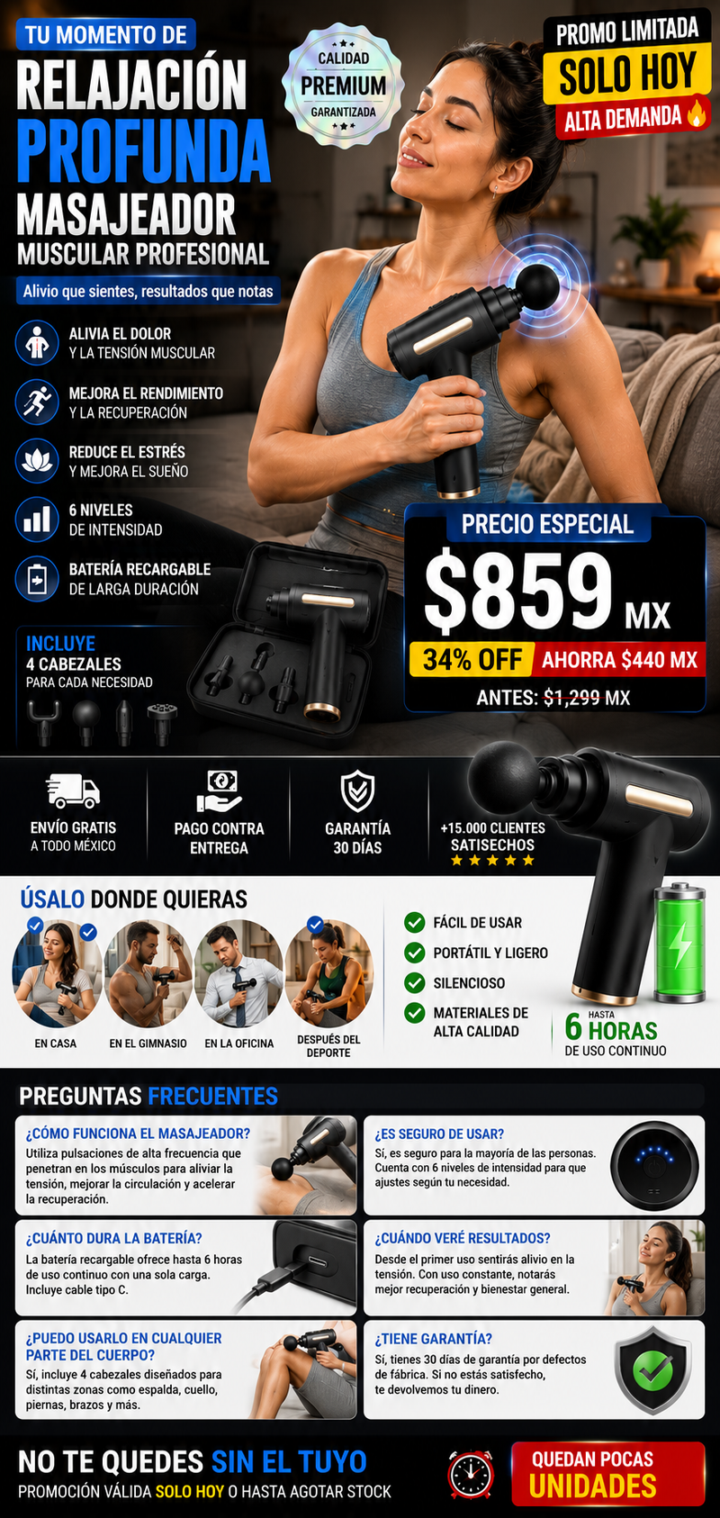Pistola Masajeadora Muscular Portátil - Alivio Inmediato