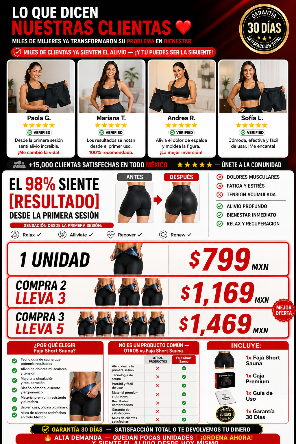 Faja Short Sauna Reductora Efecto Inmediato