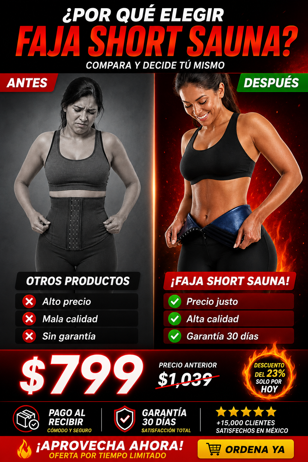 Faja Short Sauna Reductora Efecto Inmediato