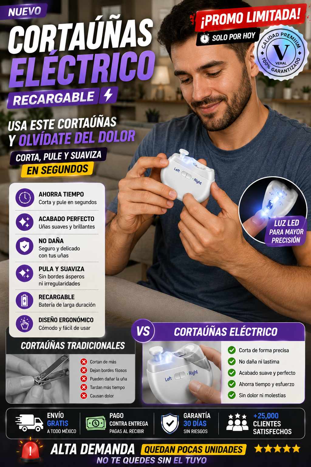 Cortauñas Eléctrico Recargable Profesional Premium