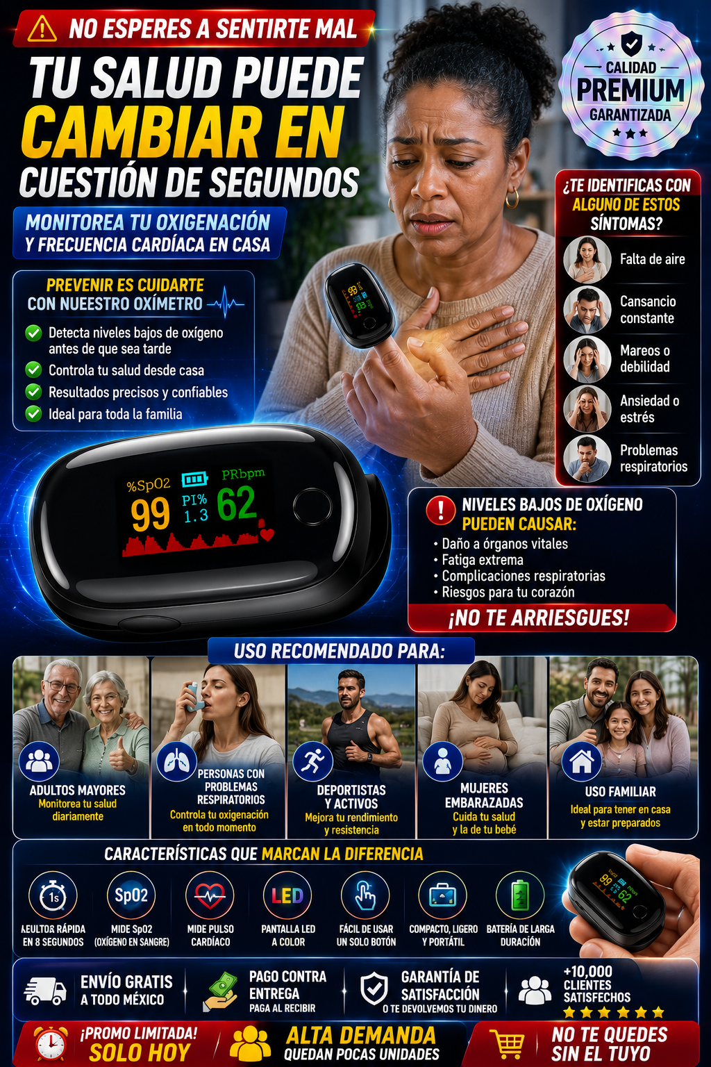Oximetro Pulso Dedo Medico Pulso