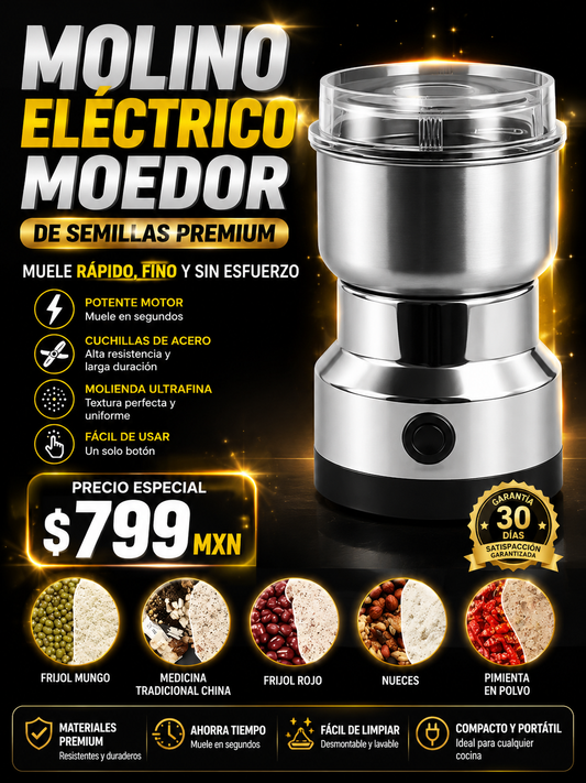 Molino Eléctrico Moedor de Semillas Premium